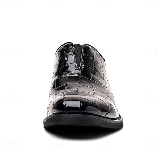 Men's Burgundy Shoes Crocodile Pattern – Slip-On