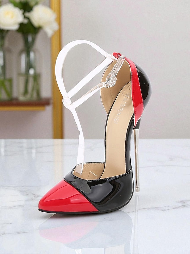 Patent and Women's Leather Toe Black Stiletto Red Pointed