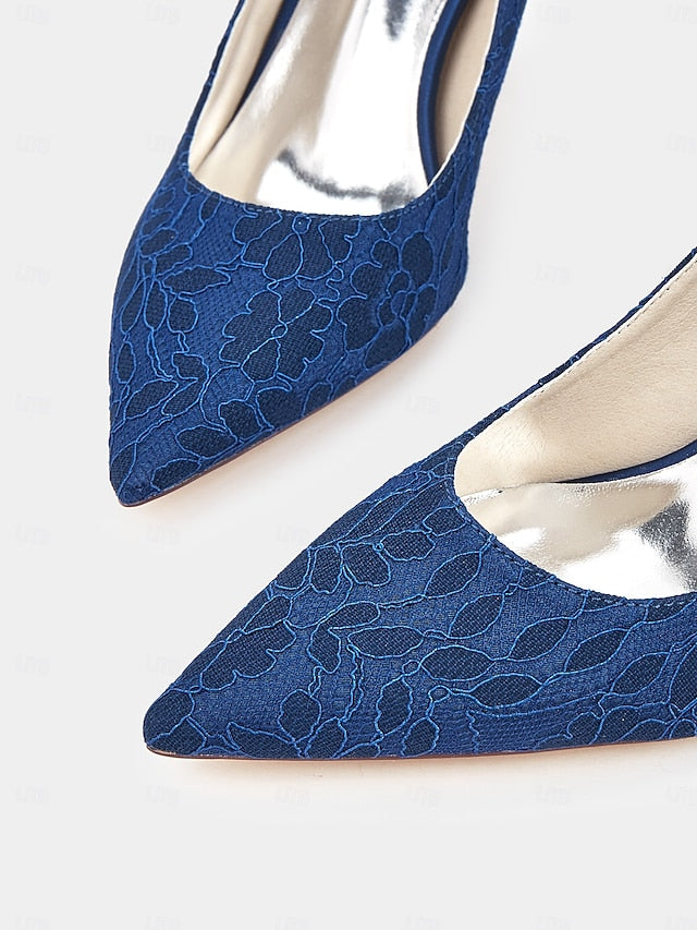 Stiletto - Pointed-Toe Women's Heels Lace-Embroidered
