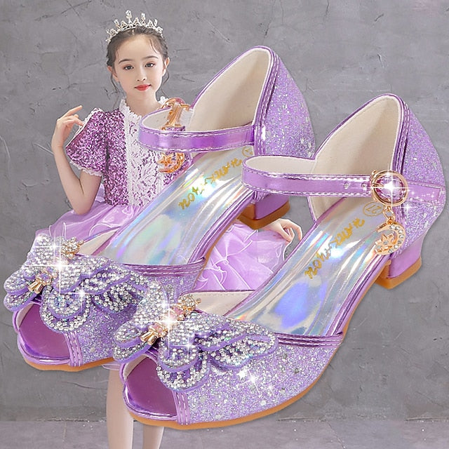 Silver Bowknot Princess – Glitter Shoes Girls' Sparkly