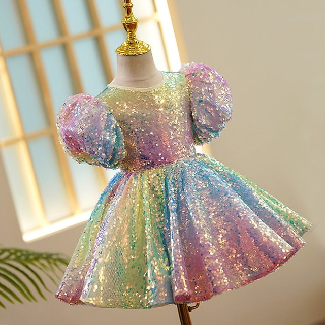 3D Spring Wedding colour Short Sleeve Summer Girls' Dress