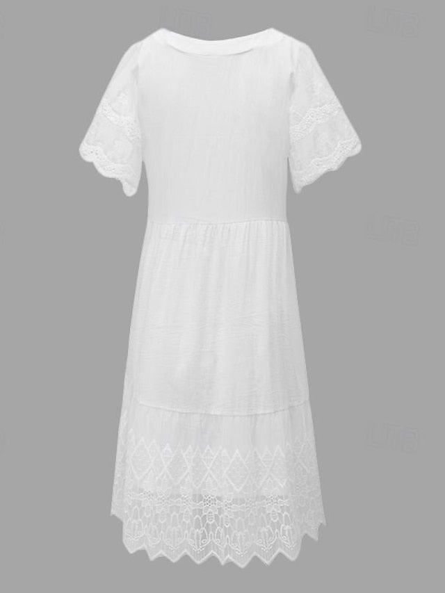 Women's Mini Dress White Dress Lace Dress Casual Dress A