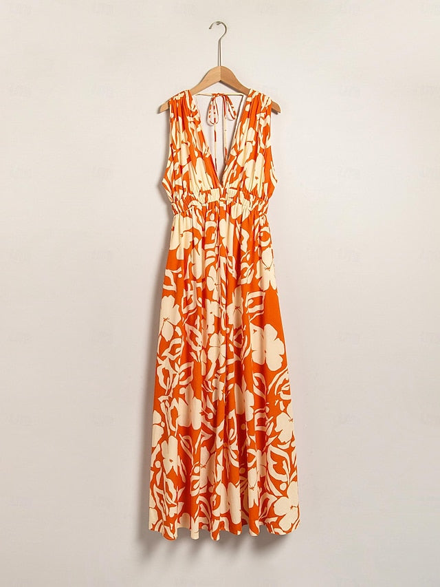 Cotton Resort Wear Sleeveless Floral Maxi Dress