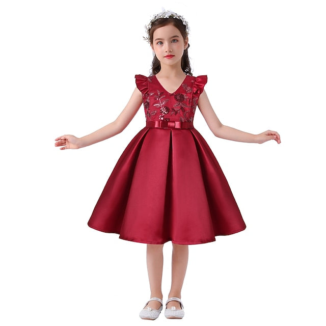 Sleeveless Formal Party Dress Girls' Kids Color Solid