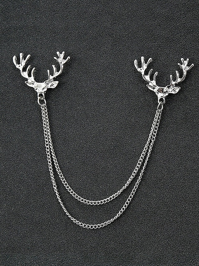 Collar Pins – Reindeer Elegant Men's Christmas Alloy