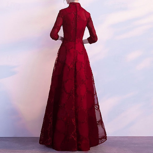 A-Line Evening Gown Vintage Dress Wedding Guest Prom Floor