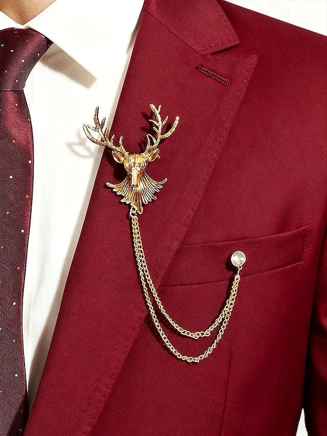 Pin Brooch Lapel with Deer Men's Christmas