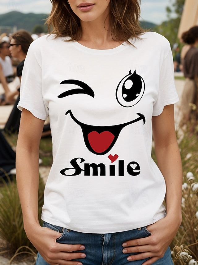 Women's T Shirt Heart Graphic Letter Vintage Stylish