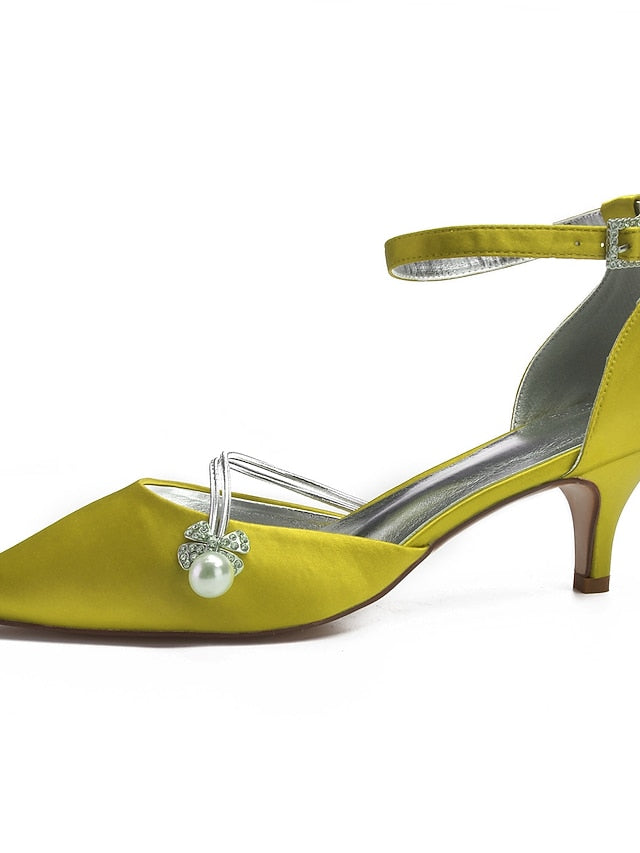 Heels Dark with Pearl and Blue Kitten Satin Women's