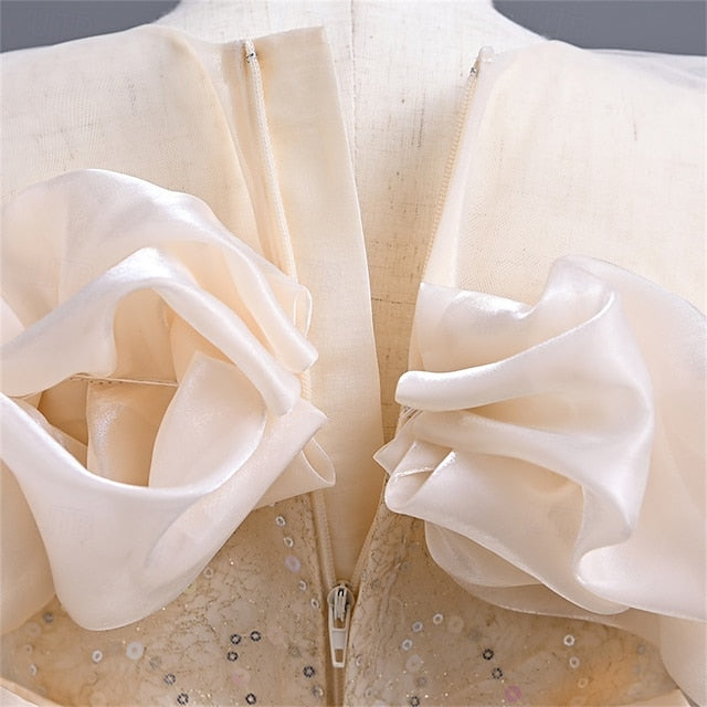 Girls' Dress Party Girl Color Kids Solid Flower