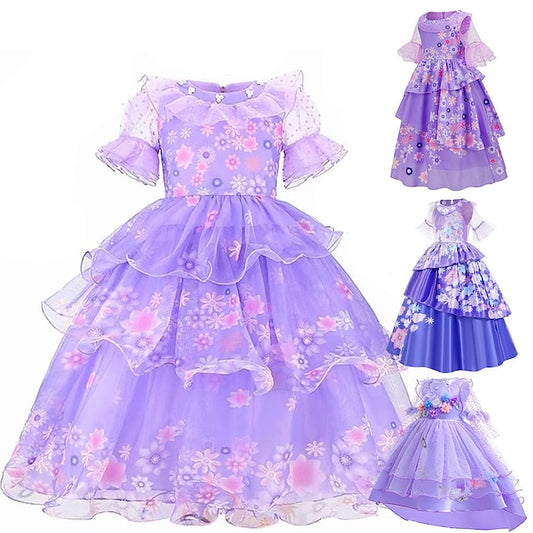 Encanto Fairytale Isabela Madrigal Girl Dress Flower Princess