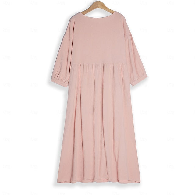 Women's Blue Black White Summer Spring Midi Dress Faux