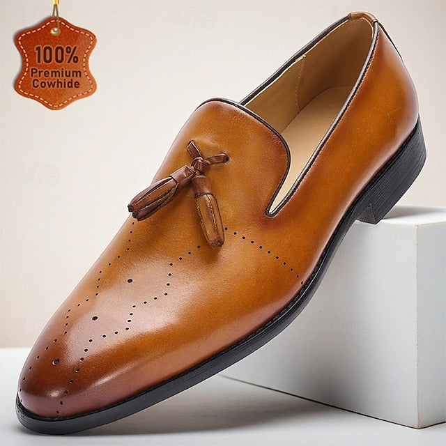 – Classic Light Leather Men's Brown Tassel Loafers