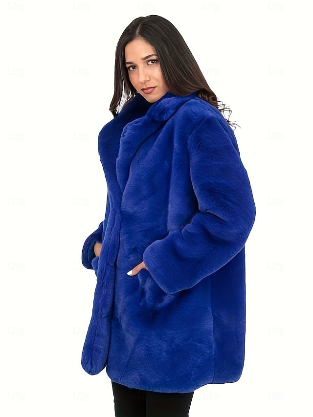 Knitting Pocket Faux Coat Warm Fur Comfortable Women's