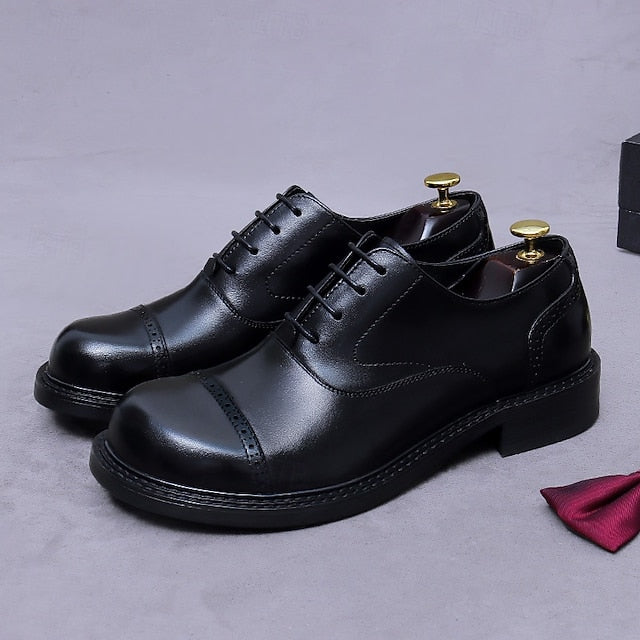 Leather Shoes- Toe First Men's Cap Oxford Genuine