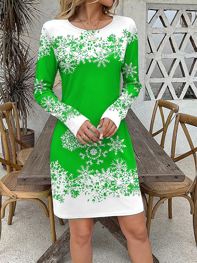 Christmas Women's Mini Dress T Shirt Dress Tee Dress Shift