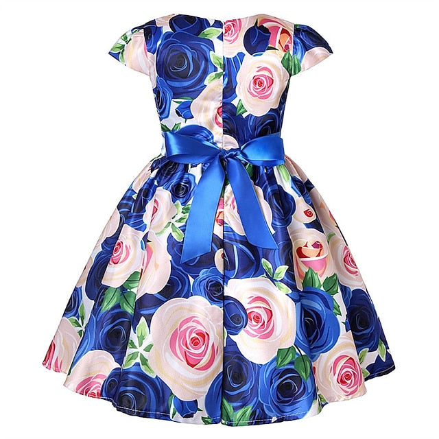Kids Girls' Short Party Sleeve Dress Floral Flower