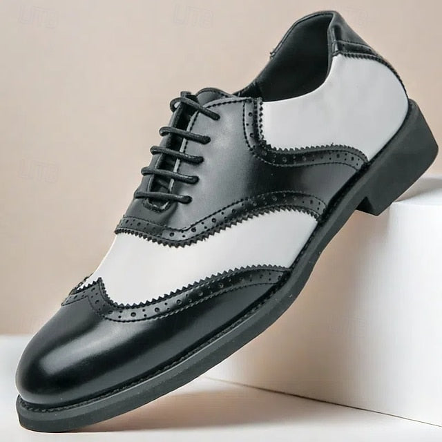 White and Men's Wingtip Brogue Oxford Two-Tone in Shoes