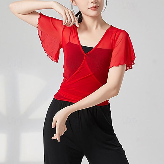 Activewear Top Cinch Cord Pure Color Splicing Women's