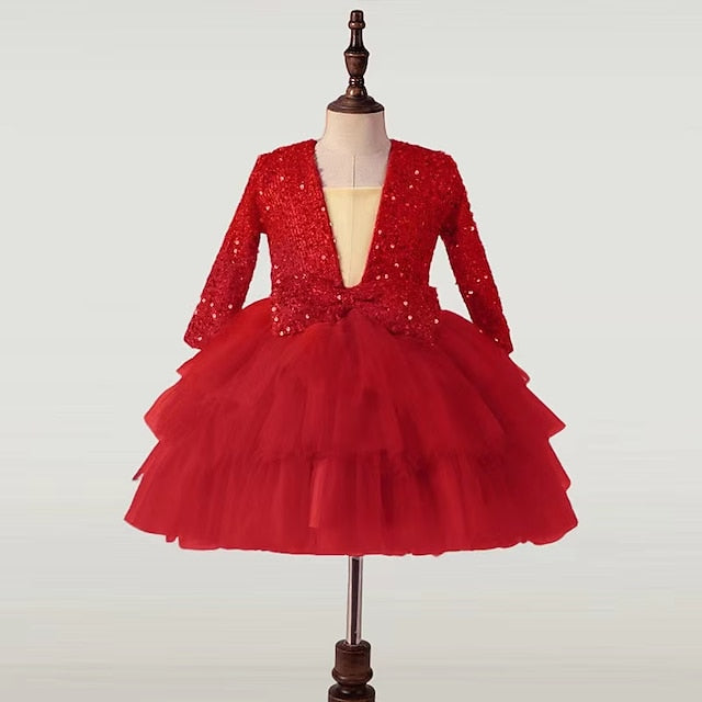 Sequin Kids Performance Girls' Party Dress Sleeve Long