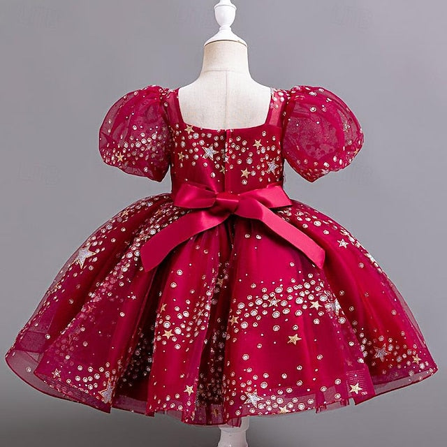 Girl Sequin Floral Girls' Dress Kids Party Flower