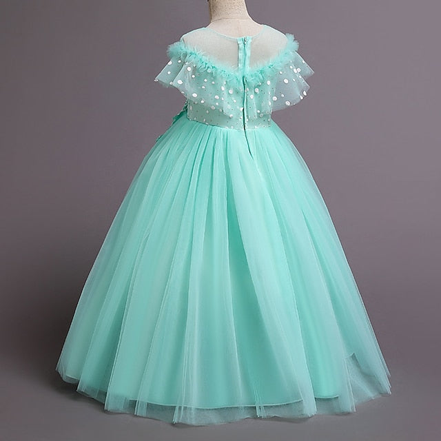 Girl Solid Flower Party Girls' Dress Color Kids