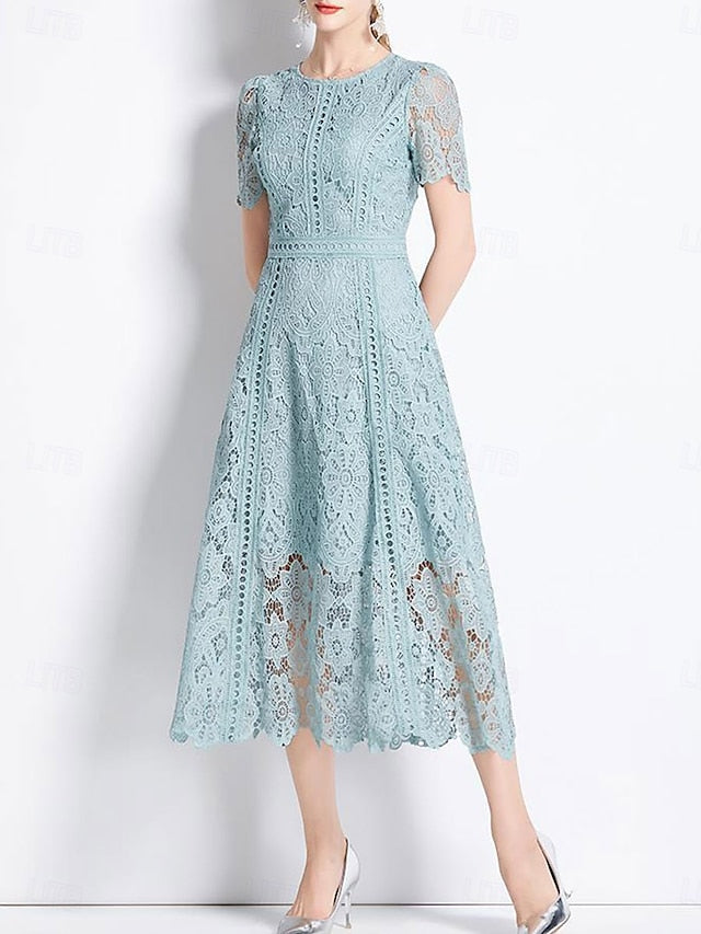 Length Dress Bride of Tea Neck Crew Mother the Elegant