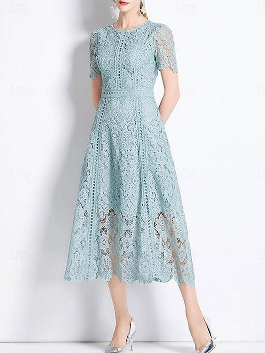 Length Dress Bride of Tea Neck Crew Mother the Elegant