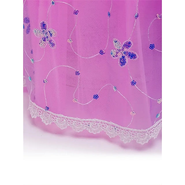 Theme Party Rapunzel Fairytale Princess Flower Dress Sofia Girl