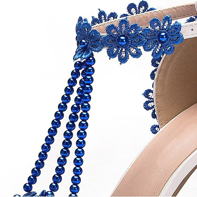 Wedding Heel Women's Pointed High Lace Bridal Shoes