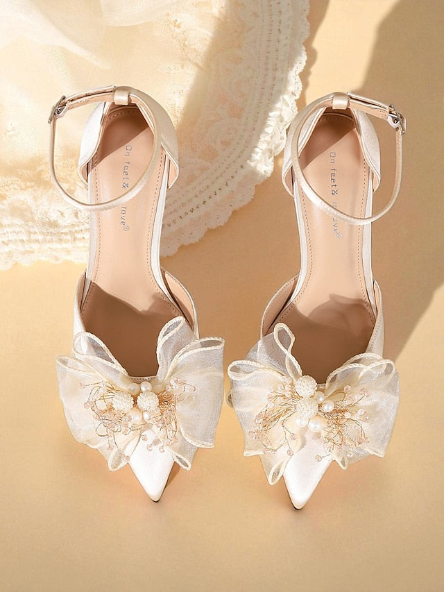 - Bridal Satin with Ankle Elegant Strap Heels Pumps Women's