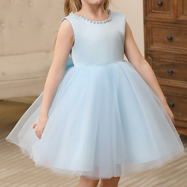 Wedding Sleeveless Party Color Kids Dress Solid Girls'