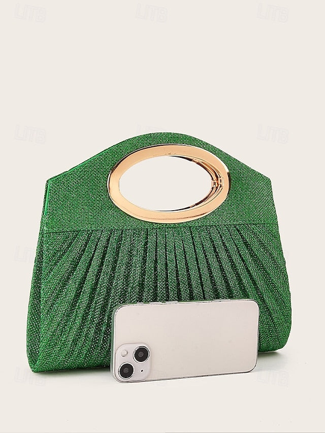 Clutch Glitter Bag Evening with Women's Gold Handle