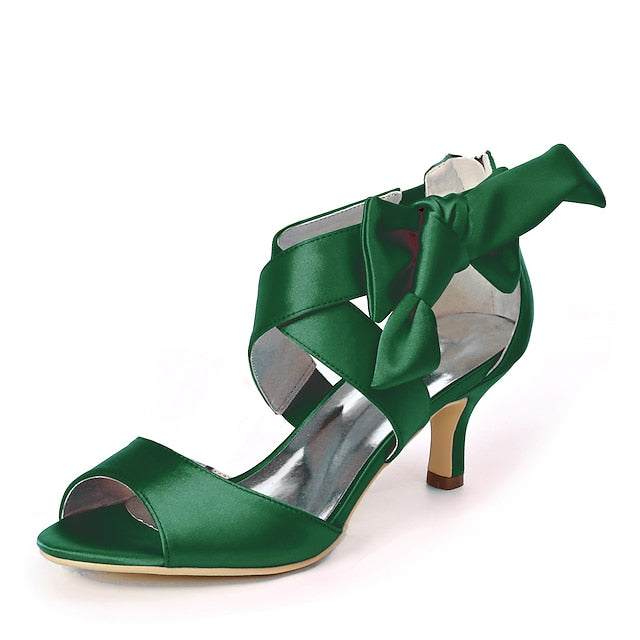 Bowknot Bridal Women's Shoes Heel Open Wedding Kitten