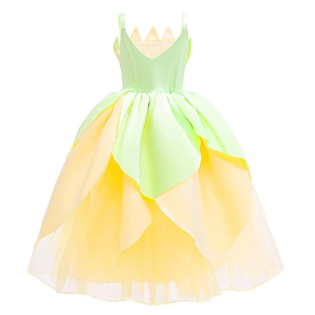 Bell Princess Tinker Girl Tiana Theme Flower Dress Fairytale