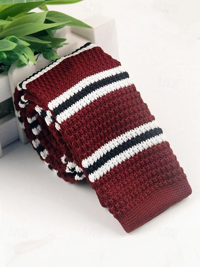 Stripe Men's Christmas Tie Woven Stylish - Knit Neck