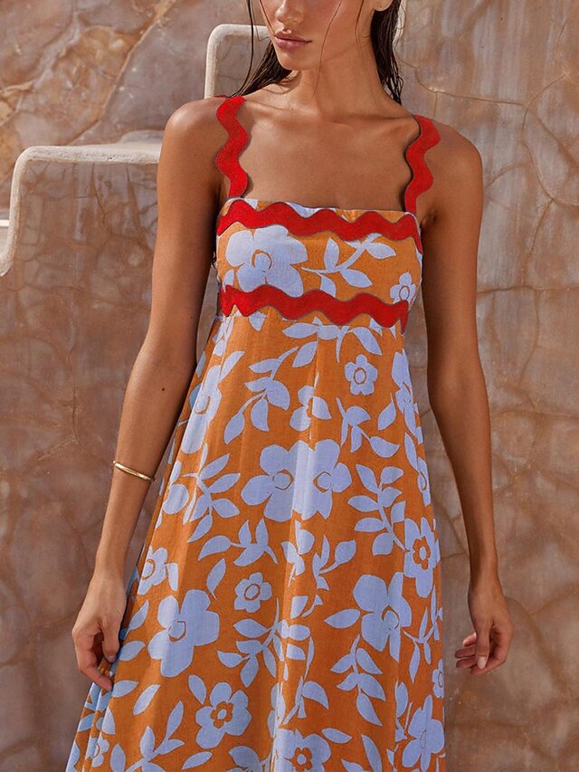 Women's Casual Dress Slip Dress Beach Dress Floral Backless