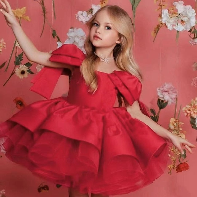 Girl Color Girls' Solid Flower Kids Party Dress