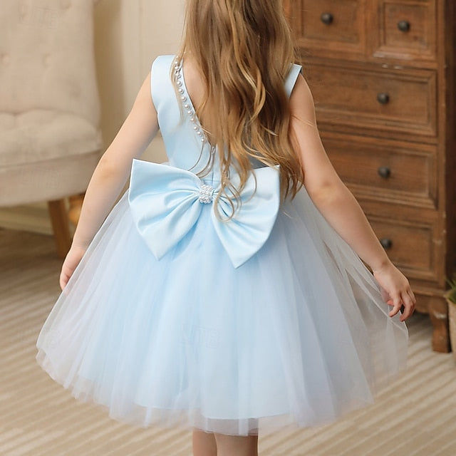 Wedding Sleeveless Party Color Kids Dress Solid Girls'