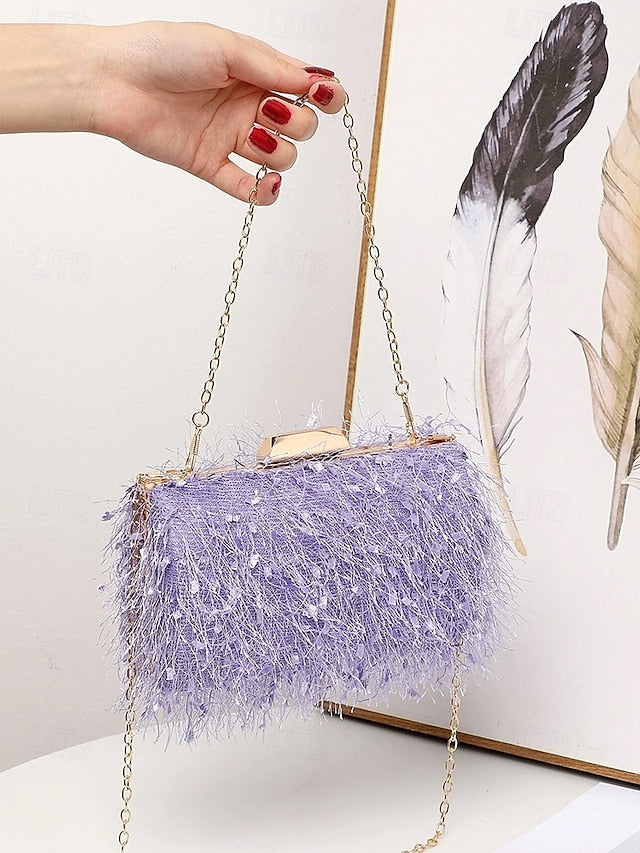Clutch Feathered Women's Chain Evening Chic Strap with