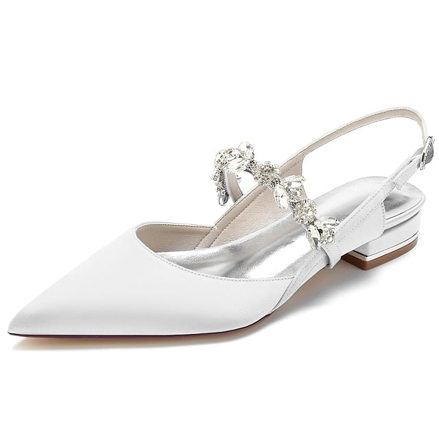 Bridal Shoes Crystal Flat Wedding Women's Heel