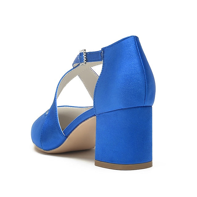 Heels Elegant Women's Pointed – White Toe Block Satin