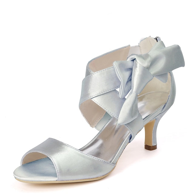 Bowknot Bridal Women's Shoes Heel Open Wedding Kitten