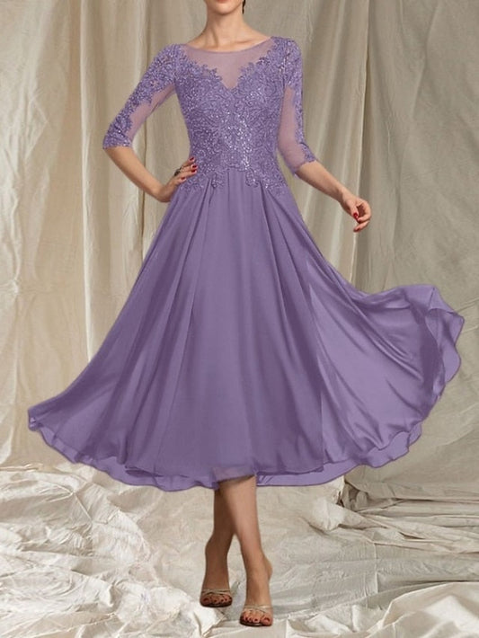 Wedding of Neck Dress A-Line Mother Bride Guest the Elegant Crew