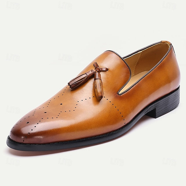 – Classic Light Leather Men's Brown Tassel Loafers