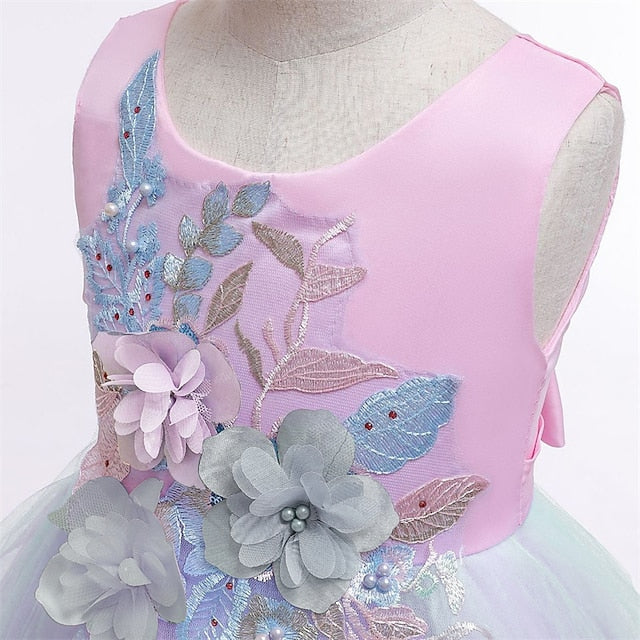 Blushing Blue Floral Purple Dress Girls' Party Lace Kids