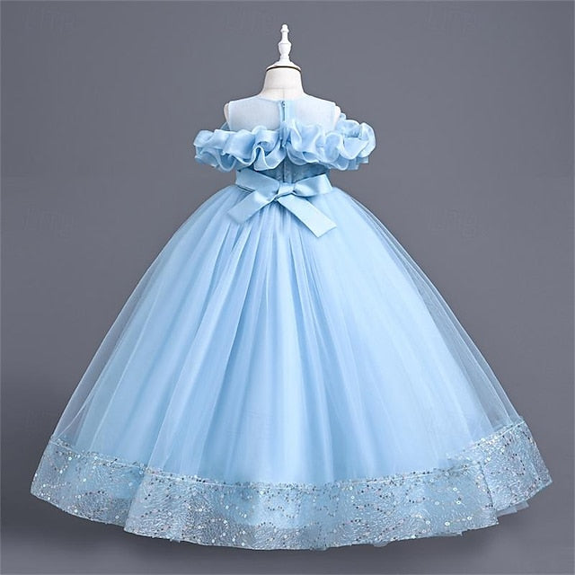 Girls' Color Dress Girl Solid Party Flower 3D