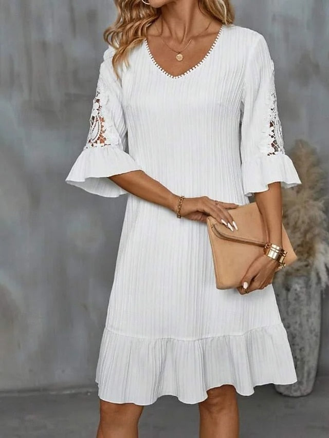 Women's Mini Dress White Dress Lace Dress Casual Dress