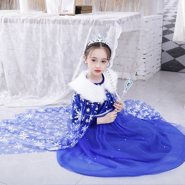 Theme Girl Princess Dress Fairytale Elsa Party Flower Frozen