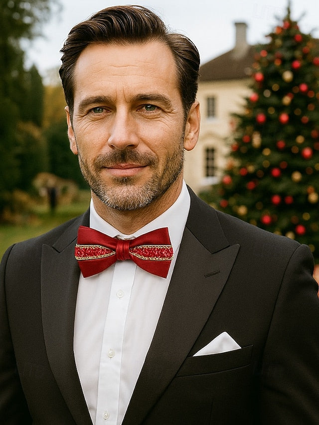 Red Men's Tie – Christmas Bow